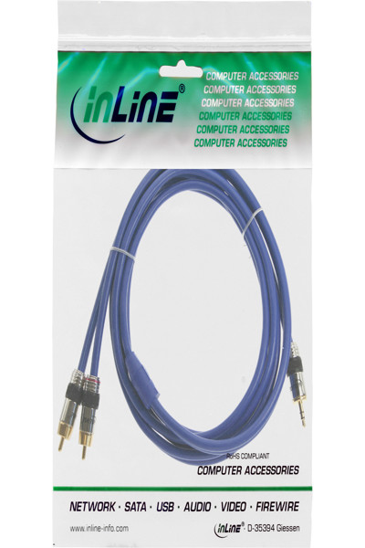 InLine Audio Cable Premium 2x RCA male / 3.5mm male gold plated 2m - 89939P