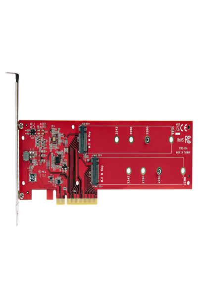 StarTech.com Dubbelt M.2 PCIe SSD-adapterkort, x8/x16 Dubbel NVMe eller AHCI M.2 SSD till PCI Express 4.0, Upp till 7,8 GBps/enhet, För 2242/2260/2280/22110 mm PCIe M-Key M2 SSD-diskar, Bifurcation krävs - DUAL-M2-PCIE-CARD-B