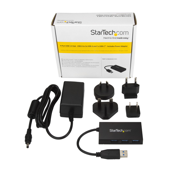 StarTech 4 Port USB 3.0 Hub USB-A to 3x USB-A - HB30A3A1CSFS