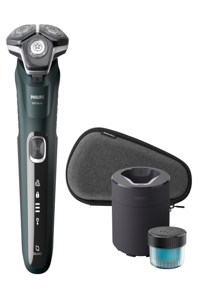 Philips SHAVER Series 5000 S5884/50, Rotation shaver, Black, Green, Buttons, LED, Battery/USB, Lithium-Ion (Li-Ion)