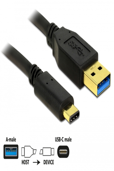 Delock USB cable - 24 pin USB-C (M) to USB Type A (M) - 83870