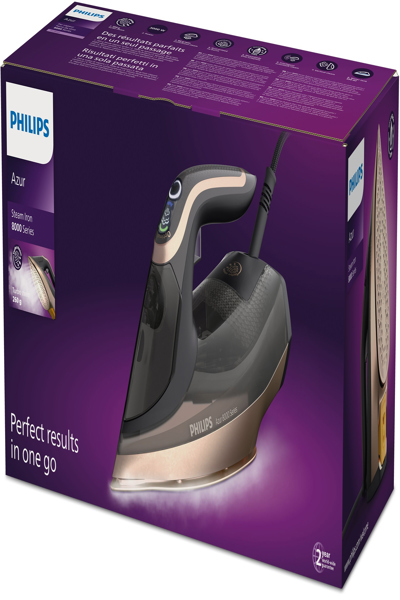 Philips DST8041/80, Steam iron, SteamGlide Elite soleplate, 2.5 m, 260 g/min, Black, 80 g/min - DST8041/80