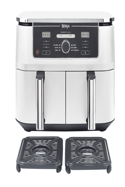 SharkNinja Ninja AF400EU, Hot air fryer, 9.5 L, Double, White, Rotary, Touch, Stand-alone - AF400EUWH