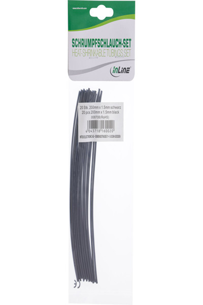 Gaines thermorétractables en ligne 200 mm de 1,5 mm à 0,75 mm - 20 pièces.