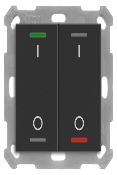 Bouton poussoir KNX double avec capteur de température MDT BE-TAL55T206.B1