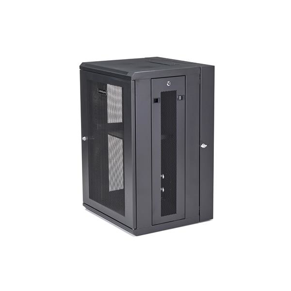 StarTech 18U Wall Mount Server Rack - up to 51cm deep - Hinged Chassis - Nätverksskåp - Server Cabinet - Rack Enclosure Cabinet - Wall Mountable - Black - 18U - RK1820WALHM