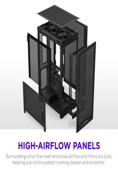 NZXT H2 Flow 2026 All Black MidiTower Mesh CC-H21FB-01 - Mini tower - ATX - CI-H21FB-01