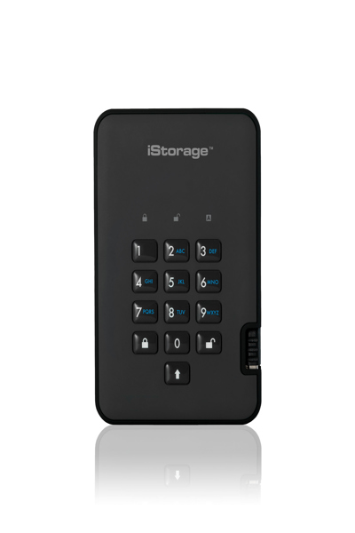 iStorage diskAshur2 256-bit 16TB USB 3.2 secure encrypted solid-state drive - Black IS-DA2-256-SSD-16000-B - 16 TB - 2.5" - USB Type-A - 3.2 Gen 1 (3.1 Gen 1) - 362 MB/s - Black - ISDA2256SSD16000B