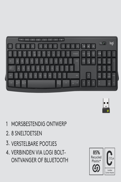 Logitech MK370 Combo for Business - Wireless - RF Wireless + Bluetooth - Membrane - AZERTY - Graphite - Mouse included - 920-012066