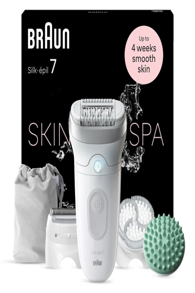 Braun Silk-épil 7 7-081, White, 40 tweezers, MicroGrip, Epilation, Exfoliation, Shaving, AC/Battery, 100 - 240 V - 7-081