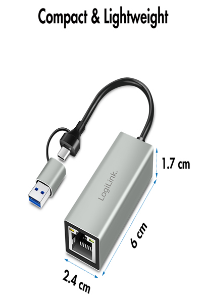 LogiLink UA0238B - Netzwerkkarte USB-A C 1x RJ45 - Interface Card - 1,000 Mbps - UA0238B