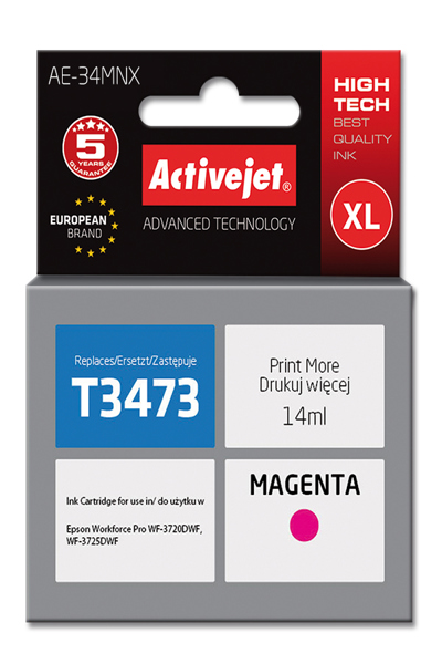 Encre magenta Activejet AE-34MNX XL (14 ml) pour Epson 34XL