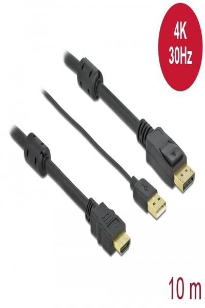 Delock Video-/ljudkabel - HDMI, USB (endast ström) hane till DisplayPort hane - 85968