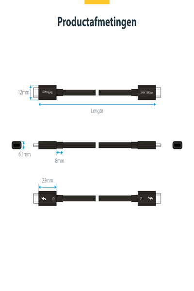 StarTech.com 3,8 m Thunderbolt 5-kabel 80 Gbps - TBLT5MM50CM240W