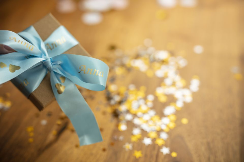 Brother TZe-RL54 - Satin - guld på ljusblått - TZERL54