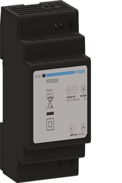 Hager 48V 60W RTD220X: Power Supply Transformer for DIN Rail.