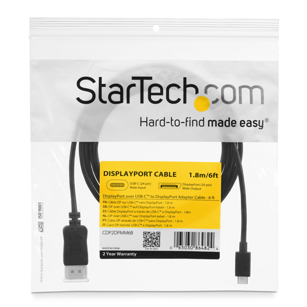 StarTech CDP2DPMM6B USB-C to DisplayPort Adapter Cable - CDP2DPMM6B