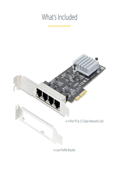 StarTech.com 4-portars 2,5 Gbps NBASE-T PCIe nätverkskort, Intel I225-V-chip, fyrportars nätverkskort för datorer, multi-gigabit nätverkskort, PCI Express-server-LAN-kort, stationärt Ethernet-gränssnittskort, PCI Express 2.0 (PR42GI-NETWORK-CARD) - PR42GI-NETWORK-CARD