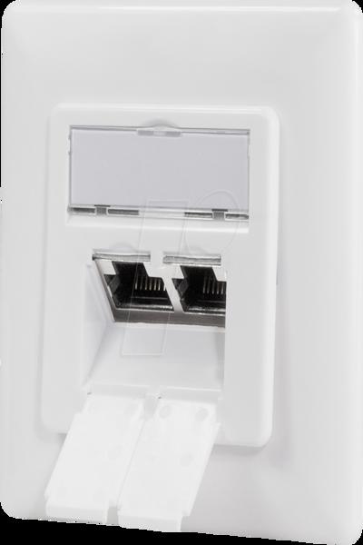 LogiLink Cat.6A Nätverksuttag 2xRJ45 Skärmad signal Vit - NP0127