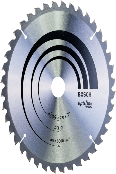 Bosch Optiline Wood Circular Saw Blades - Wood - 25.4 cm - 3 cm - 1.4 mm - 2 mm - ATB (Alternate Top Bevel)
