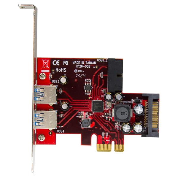 StarTech 4 Port USB 3.0 PCI Express Card - 2 External and 2 Internal with SATA Power - PCIe SuperSpeed ​​interface card - USB adapter - PCIe 2.0 - USB 3.0 x 4 - PEXUSB3S2EI