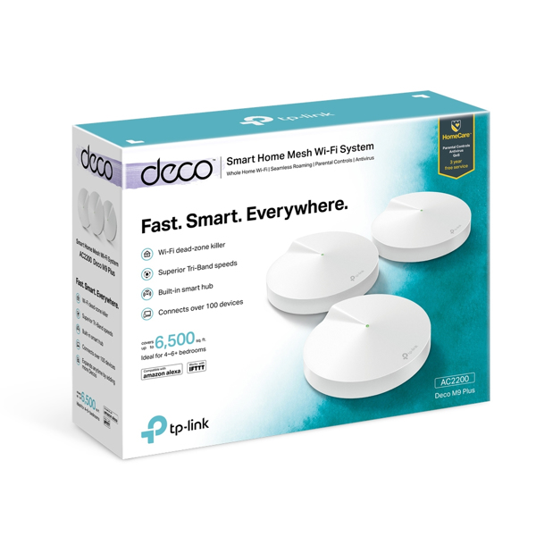 TP-LINK Deco M9 Plus - Wi-Fi-system (3 routrar) - DECO M9 PLUS(3-PACK)