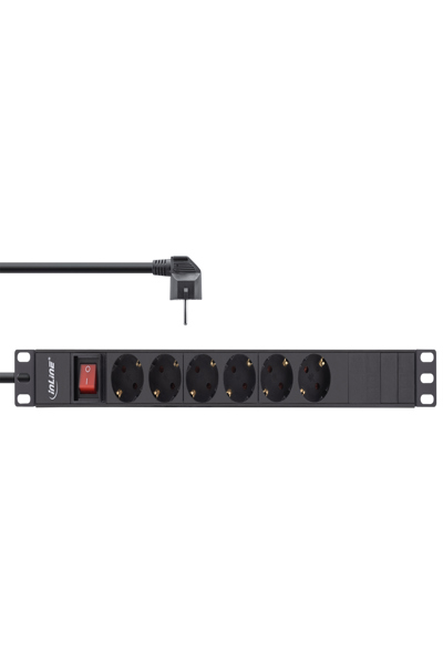 Bloc multiprises InLine 19" - 6 prises avec contact de terre - avec interrupteur - 2 m - noir