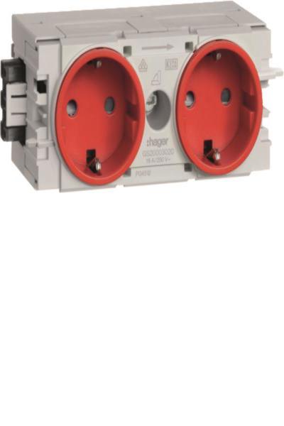 Hager GS20003020 - Type F - Gris, Rouge - 250 V - 16 A - 50 - 60 - 120 mm