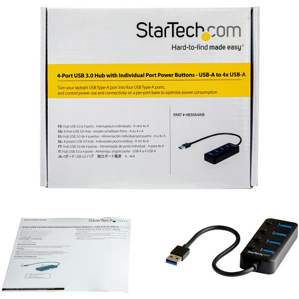 4 Port USB 3.0 Hub 4x USB Type-A On/Off - HB30A4AIB