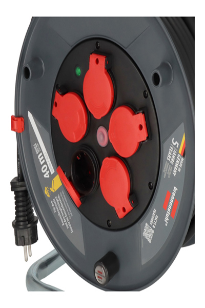 Brennenstuhl 9232400100, Svart, Röd, Plast, 5 AC-uttag, Rak, 40 m, IP44 - 9232400100