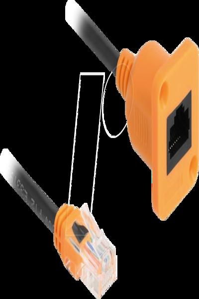 Delock D-Typ RJ45 Kabel Stecker zu Buchse Cat.5e UTP orange schwarz - Cable - Network - 90803