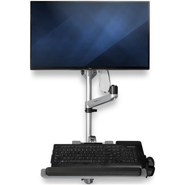 Wall Mount Workstation - Foldable Ergonomic Standing Desk - Height Adjustable 34 VESA Monitor Arm/Padded /Mouse Tray Plastic Aluminum Steel Mounting Bracket 13-30 LCD display / keyboard / mus - WALLSTSI1