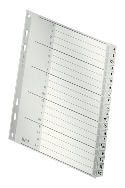 Esselte Leitz 12620000 - Alphabetic tab index - Cardboard - Gray - A4 - 250 g/m² - 238 mm