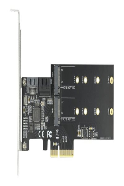Delock 3-portars SATA och 2-platsers M.2 Key B PCI Express x4-kort - 90499