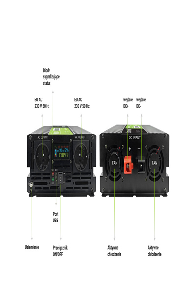 Green Cell PowerInverter LCD 12V to 230V 2000W Car Inverter - INVGC12P2000LCD