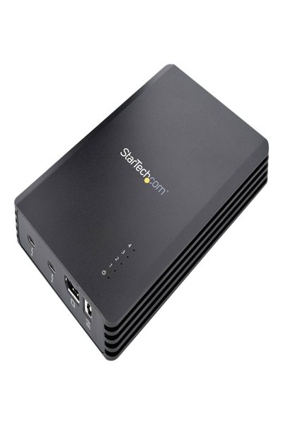 StarTech.com 4 Bay Thunderbolt 3 NVMe Enclosure, For M.2 NVMe Solid State Drives, 1x DisplayPort Video & 2x TB3 Downstream Ports, Up to 40Gbps, 72W Power Supply - M2E4BTB3