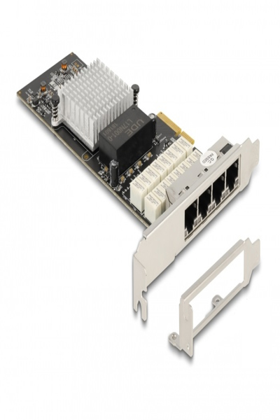 Delock PCI Express x4 Card to 4 x RJ45 Gigabit LAN i350 Port Bypass - RJ-45 - PCIe - Female - Low-profile - PCIe 2.1 - Silver - 88610