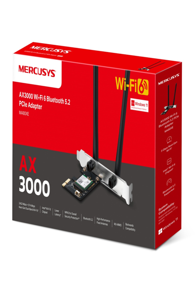 TP-LINK Mercusys AX3000 Wi-Fi 6 Bluetooth 5.2 PCIe-adapter - MA80XE
