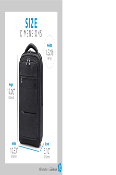 HP Executive 15.6 Backpack: 870g - 6KD07AA