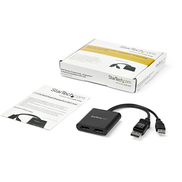 StarTech.com MST Hub - DisplayPort auf 2x Displayport - Multi Stream Transport Hub - DP 1.2 auf DP - Video-Verteiler - 2 Anschlüsse - MSTDP122DP