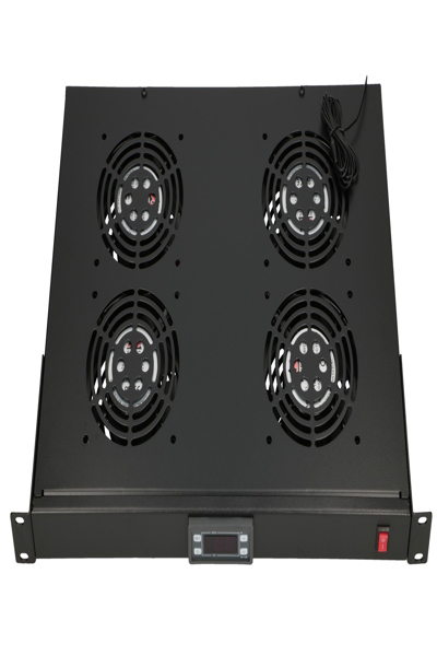 Extralink 1U 19" fan panel with 4 fans and thermostat - EX.14718