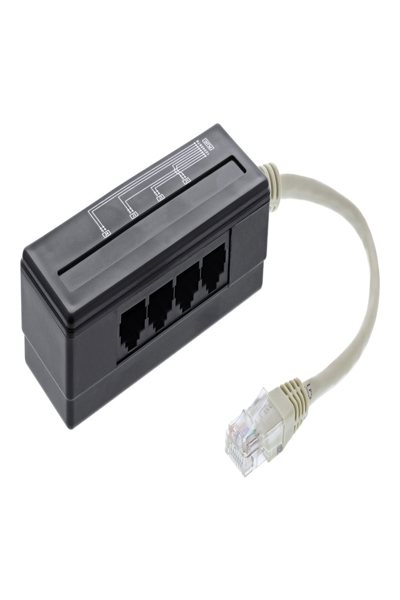 Répartiteur téléphonique 4 voies InLine - Fiche RJ45 vers 4 prises RJ45 - 0,15 m