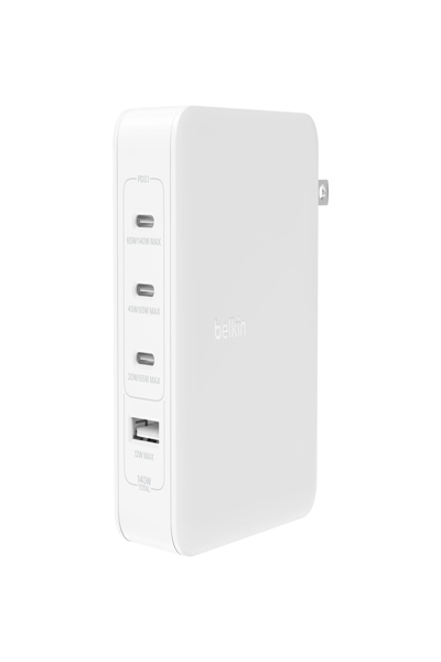 Belkin 140W 4-Port USB GaN Wall Charger UK EU - WCH014BTWH