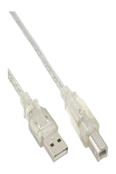 Câble USB 2.0 InLine Type A mâle / B mâle - transparent - 2 m