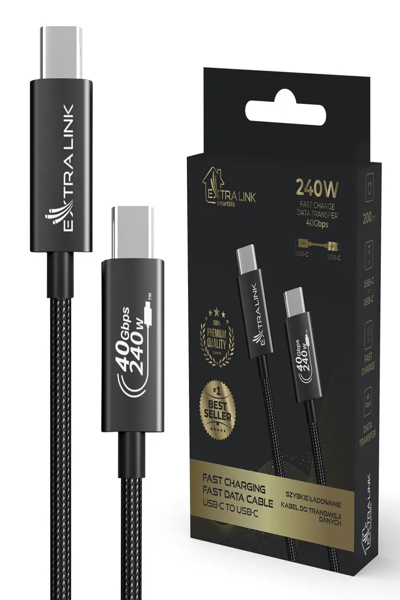 Câble USB-C vers USB-C 40 Gbit/s CABESL05 Extralink 2 m