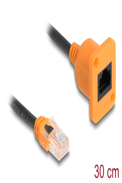 Delock D-Typ RJ45 Kabel Stecker zu Buchse Cat.5e UTP orange schwarz - Cable - Network - 90803