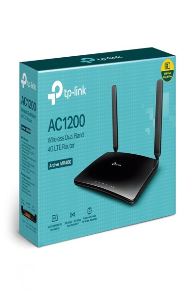 TP-LINK Archer MR400| LTE Router| AC1200 Dual Band 4x RJ45 1x SIM - Router - 0.1 Gbps - TL-ARCHER MR400