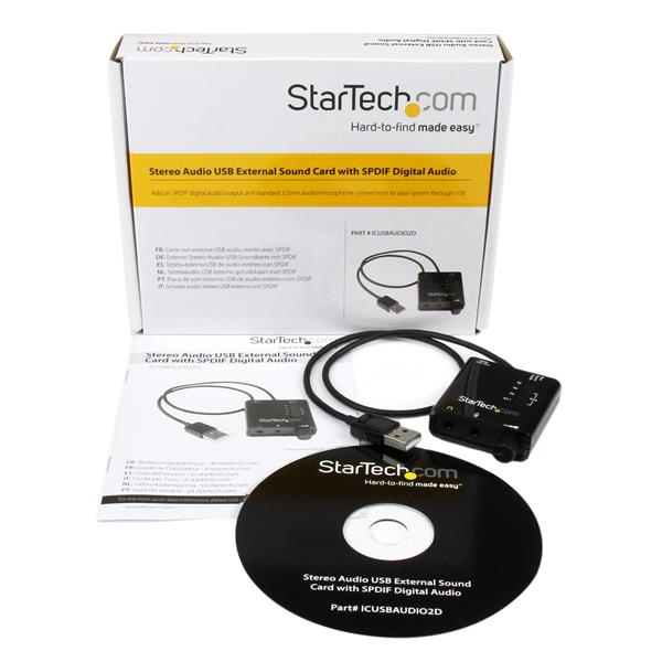 StarTech USB Stereo Audio Adapter External Sound Card with SPDIF Digital Audio - 5.1 channels - 24 bit - 91 dB - USB - ICUSBAUDIO2D