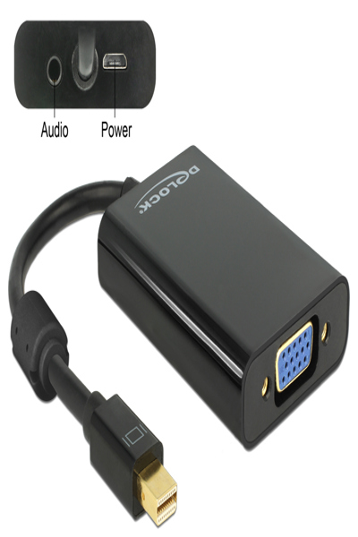 Delock Adapter mini Displayport 1.1 male > VGA female + Audio + Power - 65598