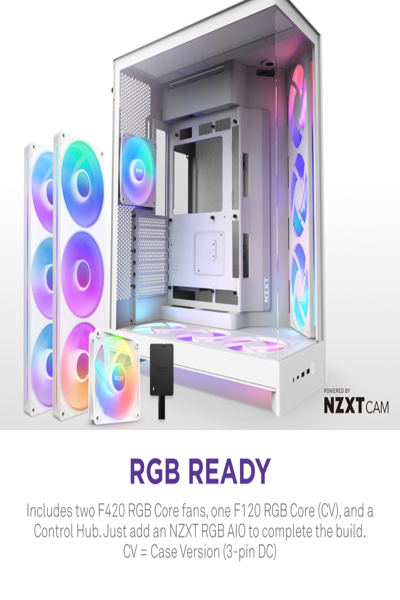 NZXT H9 Flow RGB+ midi-torn-PC vit - CM-H92FW-P1